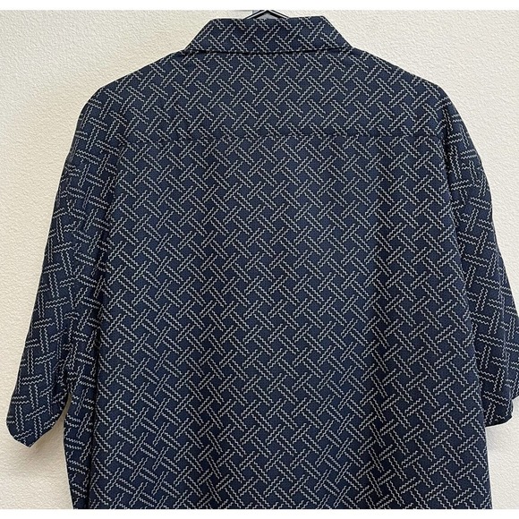 Nat Nast Men's Button Up Shirt Size XL Navy/Black/Cream Zig Zag Print - Picture 7 of 11